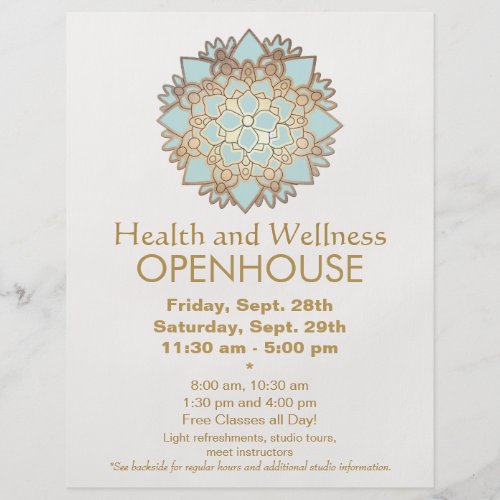 Blue and Faux Gold Leaf Health and Wellness Flyer