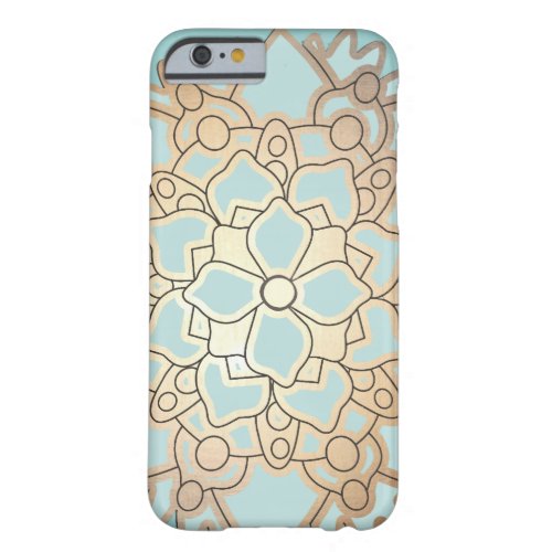 Blue and Faux Gold Leaf Lotus Flower Barely There iPhone 6 Case