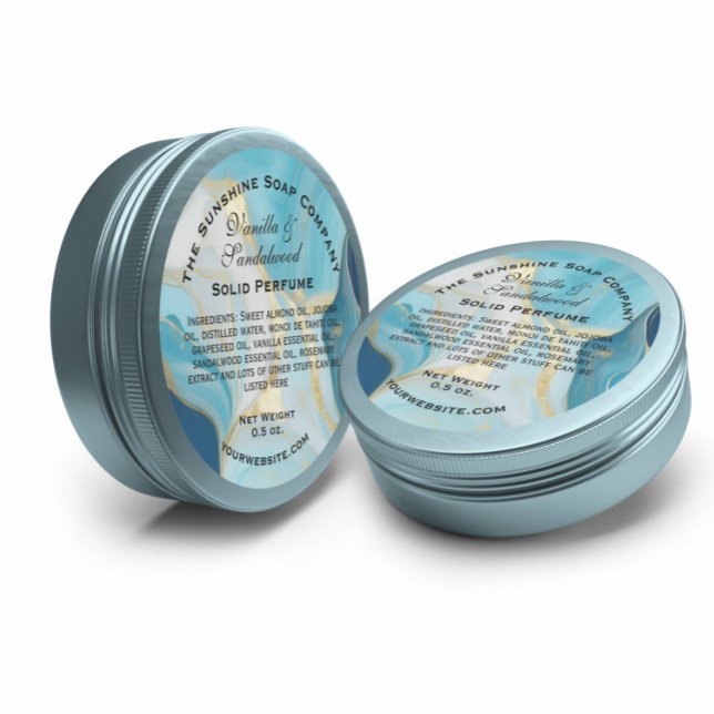 Blue and Faux Gold Marble soap cosmetic Classic Round Sticker (Creator Uploaded)