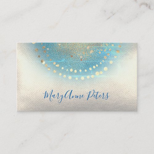 blue and faux metallic leather business card