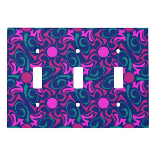 Blue and Fuchsia pink Pink Star Seamless Vector Pa Light Switch Cover
