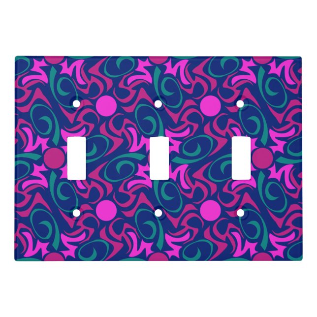 Blue and Fuchsia pink Pink Star Seamless Vector Pa Light Switch Cover (Front)
