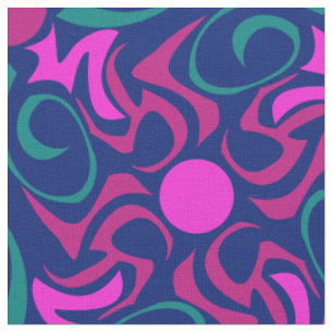 Blue and Fuchsia Pink Star Seamless Vector Pattern Fabric