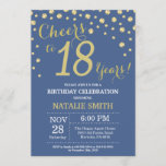 Blue and Gold 18th Birthday Diamond Invitation<br><div class="desc">18th Birthday Invitation with Blue and Gold Glitter Diamond Background. Gold Confetti. Adult Birthday. Male Men or Women Birthday. For further customization,  please click the "Customize it" button and use our design tool to modify this template.</div>