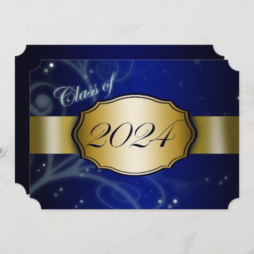 Blue and Gold 2024 Graduation Party Invitation