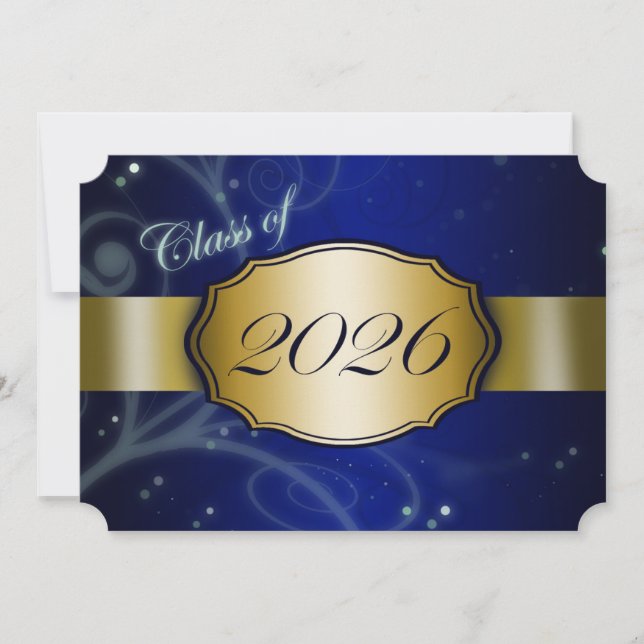 Blue and Gold 2026 Graduation Invitation (Front)