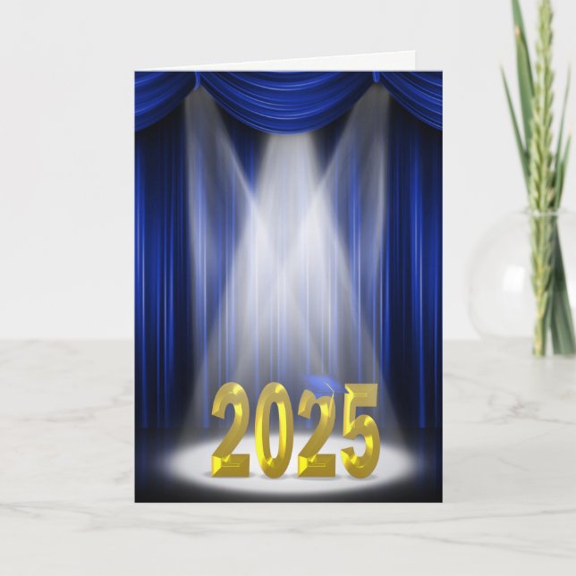 Blue and Gold 2026 Graduation Spotlight  Card (Front)