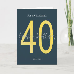 Blue and Gold 40th Birthday Card