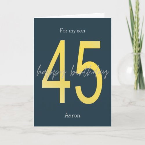 Blue and Gold 45th Birthday Card