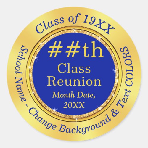 Blue and Gold 50th Class Reunion Stickers