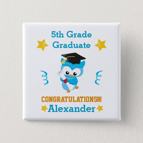 Blue and Gold 5th grade graduate Button