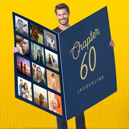 Blue And Gold 60th Birthday Photo Card