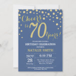 Blue and Gold 70th Birthday Diamond Invitation<br><div class="desc">70th Birthday Invitation with Blue and Gold Glitter Diamond Background. Gold Confetti. Adult Birthday. Male Men or Women Birthday. For further customization,  please click the "Customize it" button and use our design tool to modify this template.</div>