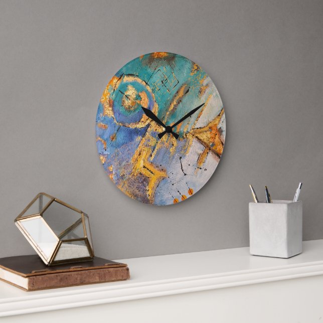 blue and gold abstract clock (Office)