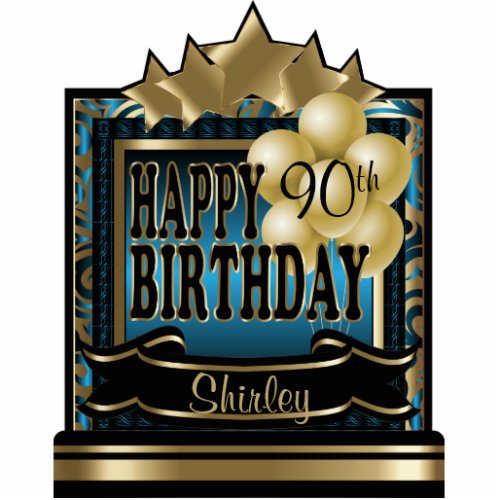 Blue and Gold Abstract Happy 00th Birthday Cutout