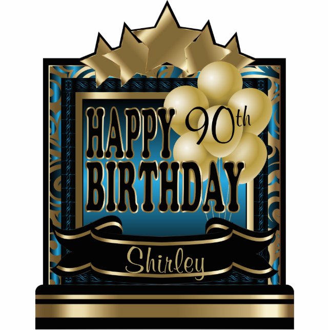 Blue and Gold Abstract Happy 00th Birthday Cutout (Front)
