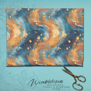 Blue and Gold Abstract Outer Space Whirl Wrapping Paper