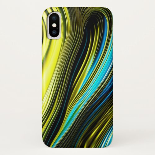 Blue and Gold Abstract Silk and Satin Rolls iPhone XS Case
