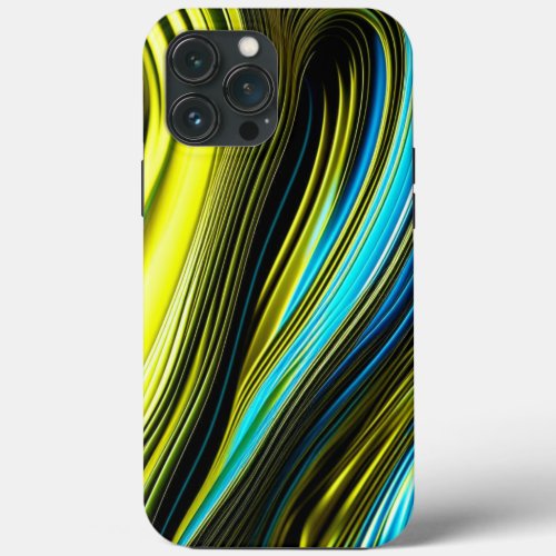 Blue and Gold Abstract Silk and Satin Rolls iPhone 13 Pro Max Case