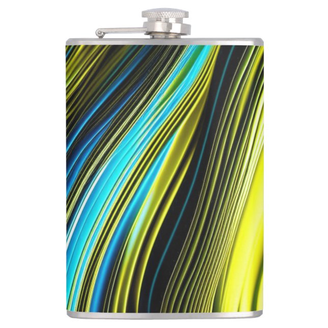 Blue and Gold Abstract Silk and Satin Rolls Flask (Front)