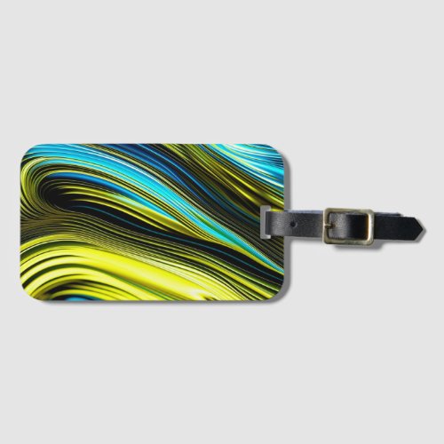 Blue and Gold Abstract Silk and Satin Rolls Luggage Tag
