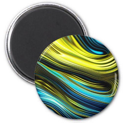 Blue and Gold Abstract Silk and Satin Rolls Magnet
