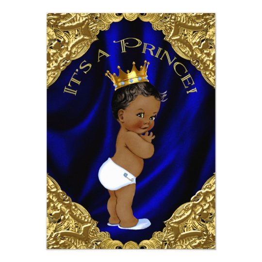 blue-and-gold-african-american-prince-baby-shower-invitation-zazzle