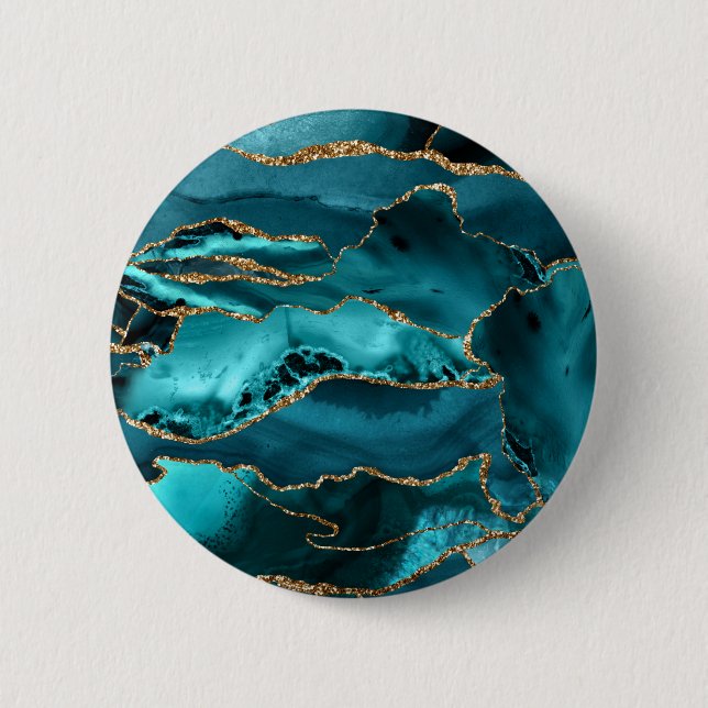 Blue and Gold Agate Button (Front)