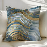 Blue And Gold Agate Gemstone Geode Modern Trendy Throw Pillow<br><div class="desc">Beautiful modern decorative accent throw pillow. Perfect for the couch or the bed. Cute home decor for any room. Choose your own shape: square,  rectangle,  lumbar or round.</div>