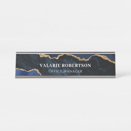 Blue and Gold Agate Name Plate