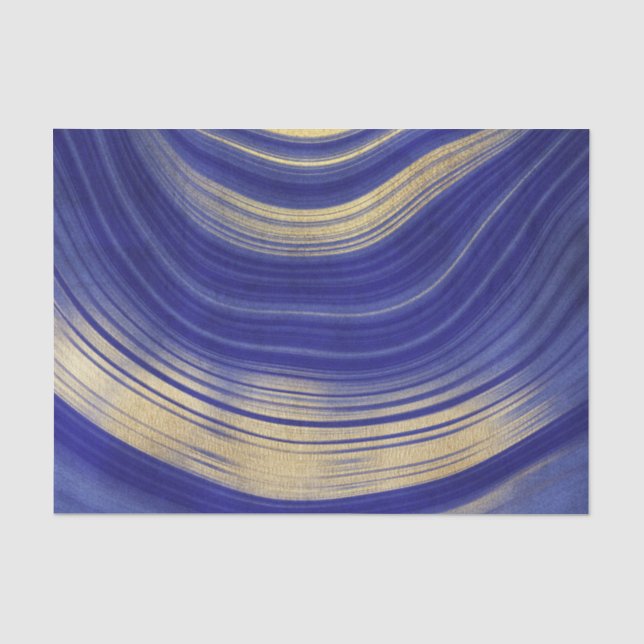 Blue and Gold Agate pattern Tissue Paper (Front)