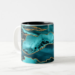 Blue and Gold Agate Two-Tone Coffee Mug