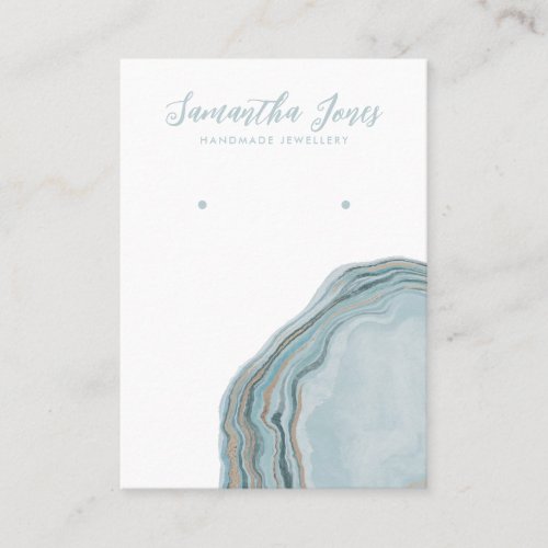  Blue and Gold Agate Watercolor  Earrings Display Business Card