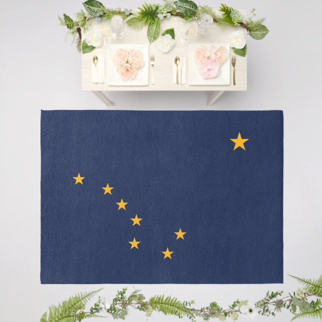 Blue and Gold Alaska Flag Outdoor Rug (Insitu (Wedding 2))