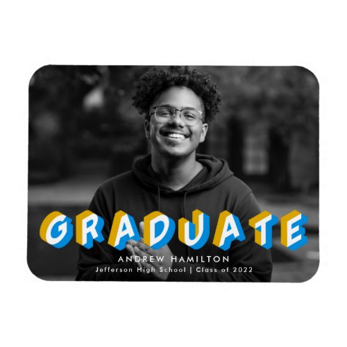 Blue and Gold  Anaglyph Graduation Photo Magnet