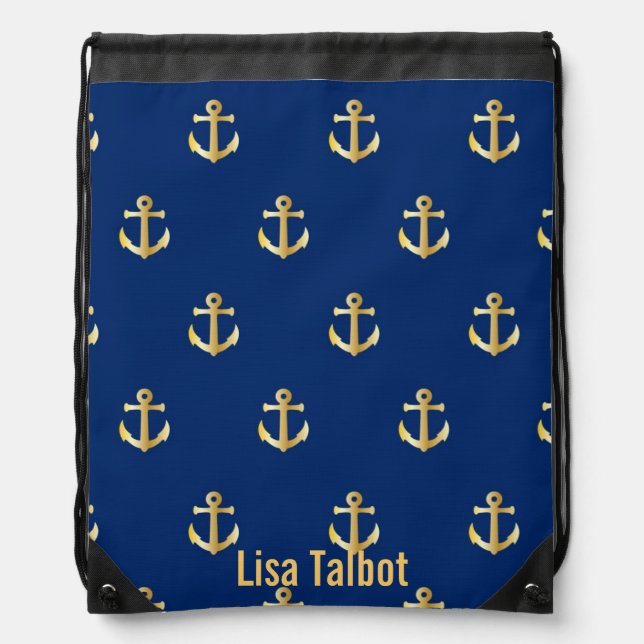 Blue and Gold Anchor Backpack (Front)