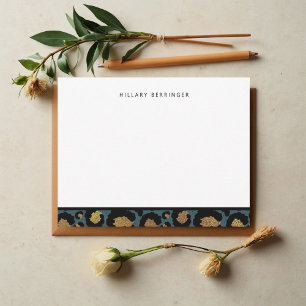 Blue and Gold Animal Print Note Cards