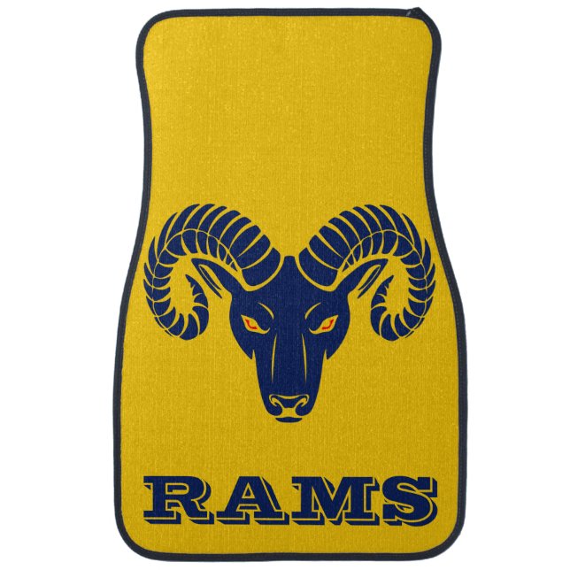 Blue and Gold Aries Rams Car Floor Mat (Front)