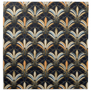 Blue and Gold Art Deco Cloth Napkin