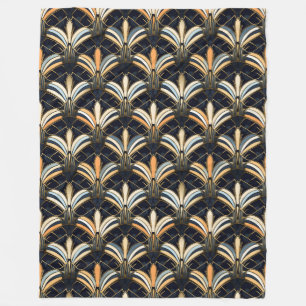 Blue and Gold Art Deco Fleece Blanket