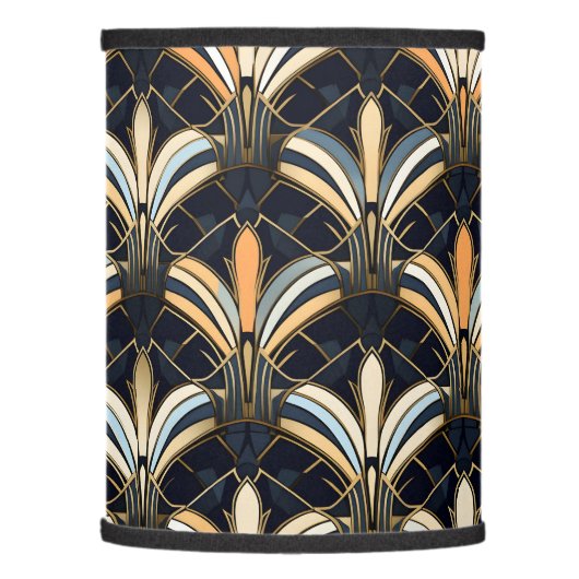 Blue and Gold Art Deco Lamp Shade (Left)