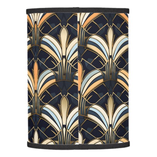Blue and Gold Art Deco Lamp Shade (Back)