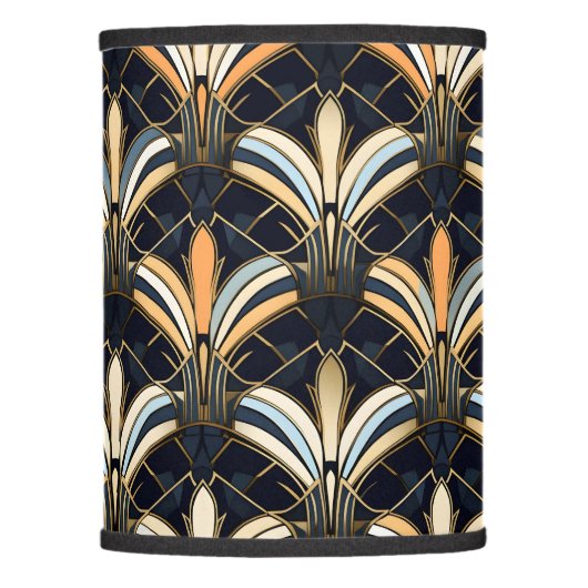 Blue and Gold Art Deco Lamp Shade (Front)