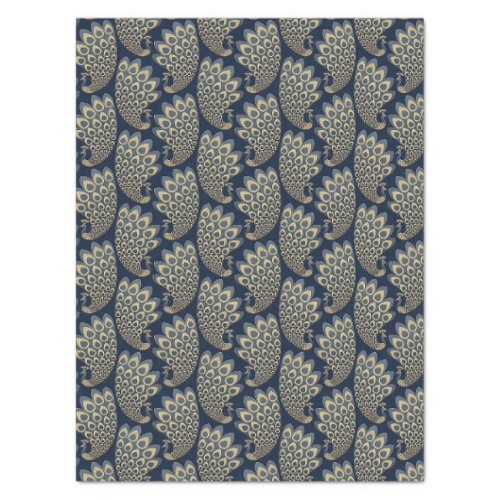Blue and Gold Art Deco Peacock Decoupage Tissue Paper
