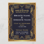 Blue and Gold Art Deco Wedding Invitation