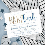 Blue And Gold Baby Bash, Couples Baby Shower Invitation at Zazzle
