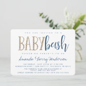Blue and Gold Baby Bash, Couples Baby Shower Invitation (Standing Front)