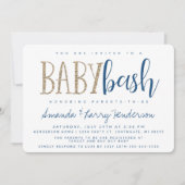Blue and Gold Baby Bash, Couples Baby Shower Invitation (Front)