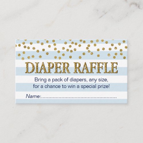 Blue and Gold Baby Boy Diaper Raffle Tickets Cards