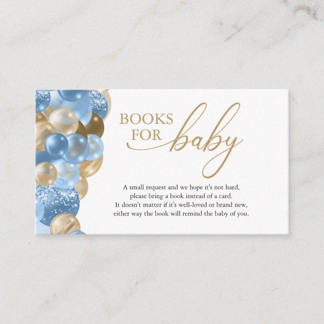 Blue and Gold Balloons Books for Baby Enclosure Card (Front)